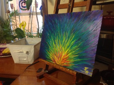 Strokes of rainbow colors painting by Pam Herrick Prophetic art.