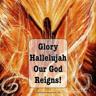 Glory hallelujah our God reigns! Angel Prophetic Art by Pam Herrick
