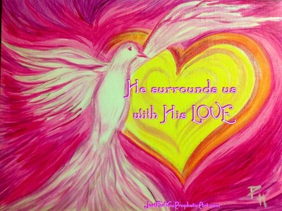 Holy Spirit Dove Heart by Pam Herrick artist at Just For You Prophetic Art.