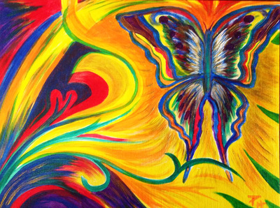 Breakthrough Butterfly in swirls of color by Pam Herrick Prophetic Art.