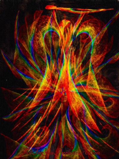 Warring angel in rainbow colors by Pam Herrick at Just For You Prophetic Art